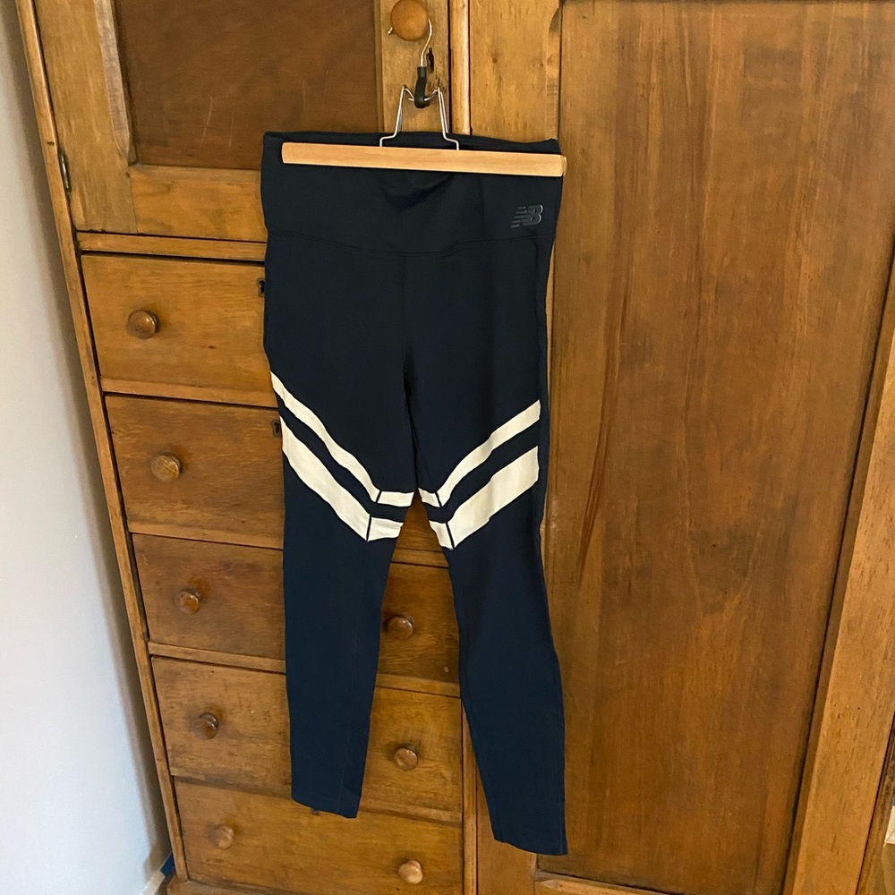 New Balance Dry running tights with vintage stripes